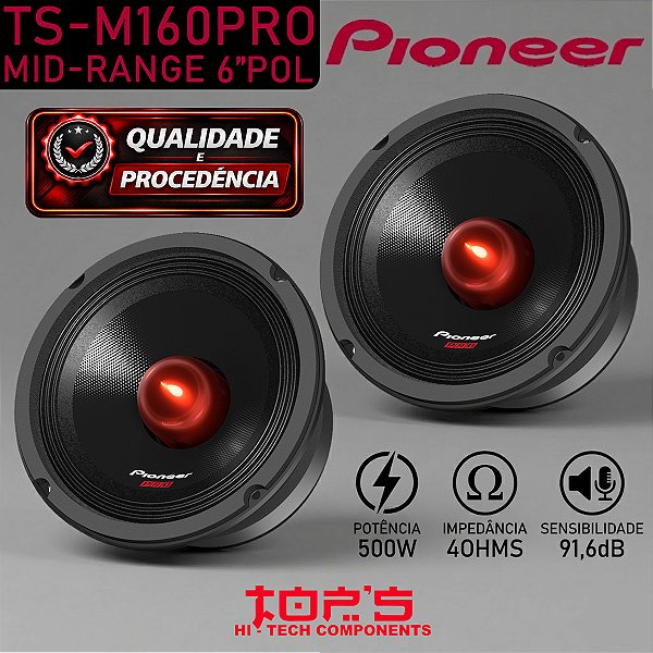 Par Grave Pioneer Mid Bass TS-M160PRO 6" Polegadas 500w Som Automotivo Gravão Batidão Pancadão Paredão Som carro