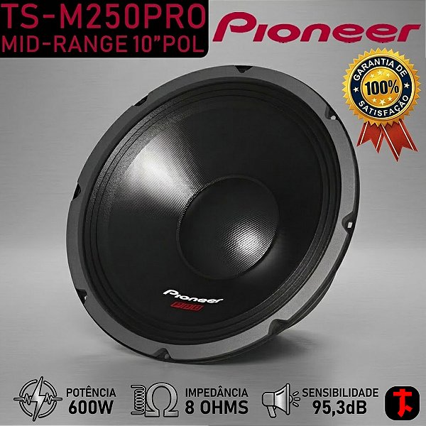 Alto Falante Mid Range Pioneer TS-M250PRO 10'' 600W 8 OHMS Som Automotivo Som Paredão Pancadão Som Carro