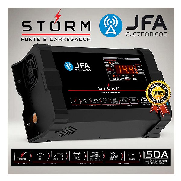 Fonte Carregador Automotiva 150a Storm Bivolt Jfa Som Automotivo 100 Amperes Cca Sci Smart