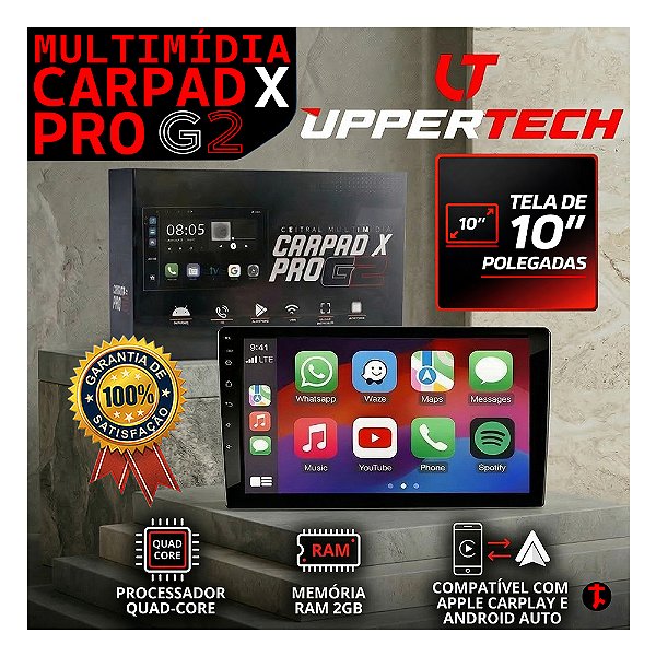 Central Multimídia Carpad X Pro G2 10" Pol Quadcore 2gb Ram Android Memória Interna 64gb Z-link Uppertech Automotivo Carro Upgrade Alta Qualidade Não Trava