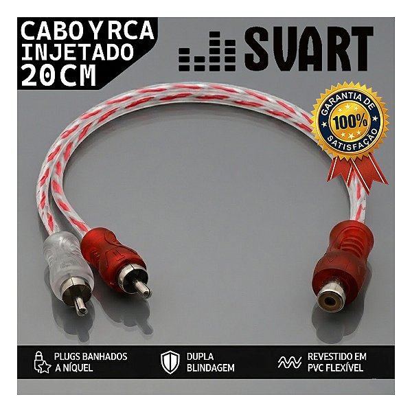 Cabo Y Rca Silicone Injetado Vermelho Prata 4mm 2 Macho 1 Fêmea Svart By Tech One Som Automotivo Som Carro