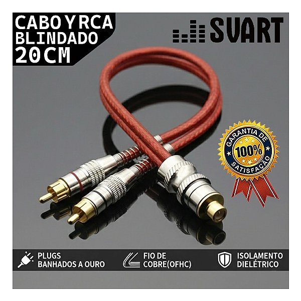 Cabo Y Rca Blindado Vermelho 5mm 2 Macho 1 Fêmea Svart By Tech One Som Automotivo Som Carro