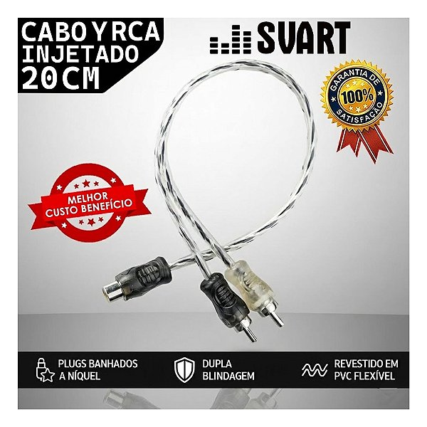 Cabo Y Rca Silicone Injetado Preto Prata 4mm 2 Macho 1 Fêmea Svart By Tech One Som Automotivo Som Carro