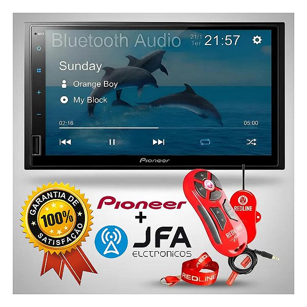 Central Multimídia Pioneer DMH-145br 7" + Controle Longa Distância RedLine JFA