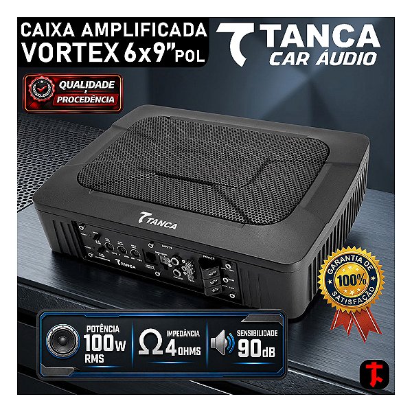 Caixa Amplificada Slim Subwoofer Vortex 6x9' Pol 100w RMS Tanca Áudio Car Grave Forte Som Automotivo Custo Benefício