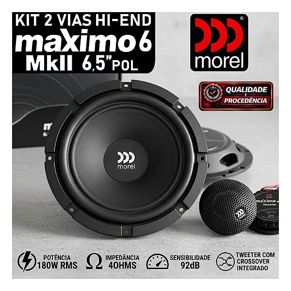 Kit 2 Vias Morel Maximo 6 MKII 6" Polegadas 180w Mk2 Som de Qualidade Som Automotivo