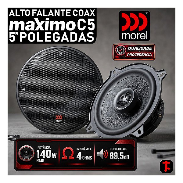 Par Alto Falante Coaxial Morel Maximo C5 140w Rms 5" Polegadas Som Automotivo Som de Qualidade