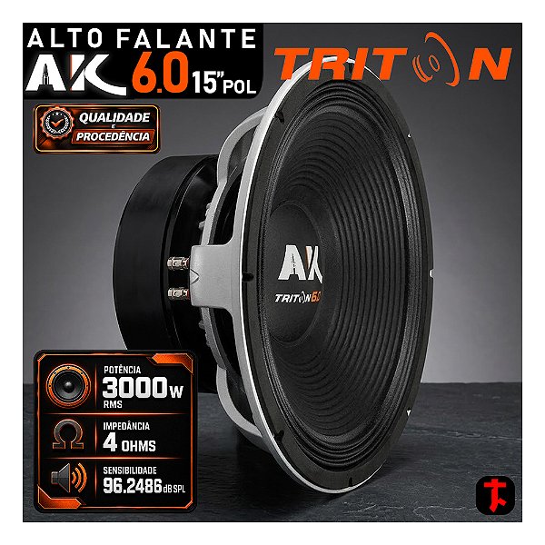 Alto Falante Woofer Triton Ak 6.0 15" Polegadas 3000w Rms 4 Ohms Branco Grave Forte Pancadão Paredão