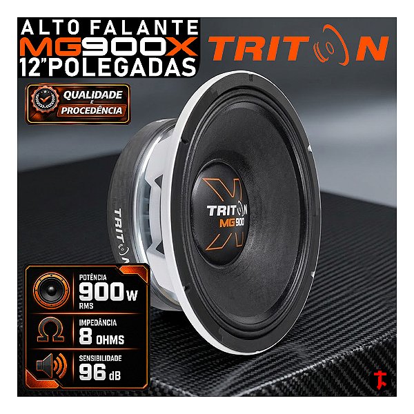 Alto Falante Triton 12MG900X 900W RMS 12" Polegadas 8OHMS Som de Qualidade Batidão Pancadão