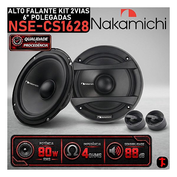 Kit 2 Vias Alto Falante + Tweeter NAKAMICHI NSE-CS1628 6" Polegadas 260w PMPO 4Ohms