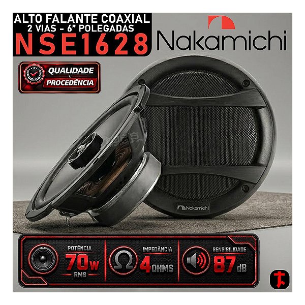 Par Alto Falante Coaxia Nakamichi NSE1628 70w Rms 6'' Polegadas Som de Qualidade