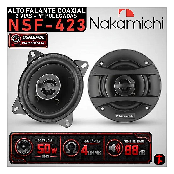 Par Alto Falante Coaxial Nakamichi NSF423 4" Polegadas 50w Rms Som de Qualidade