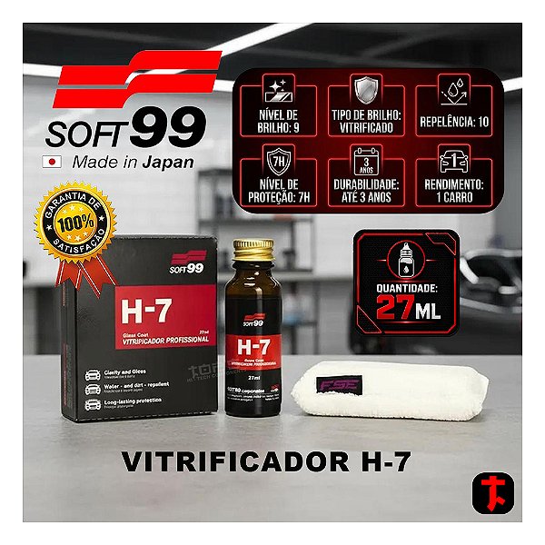 Vitrificador Pintura Automotiva H7 Coating Glass Coat 27ml Soft99 Proteção Veicular Cuidado Carro Estética Automotiva