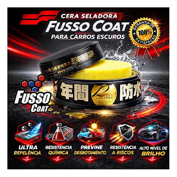 Cera Seladora Fusso Coat Dark Para Carros de Cores Escuras 200g Soft99 Estética Automotiva Carro Brilhando