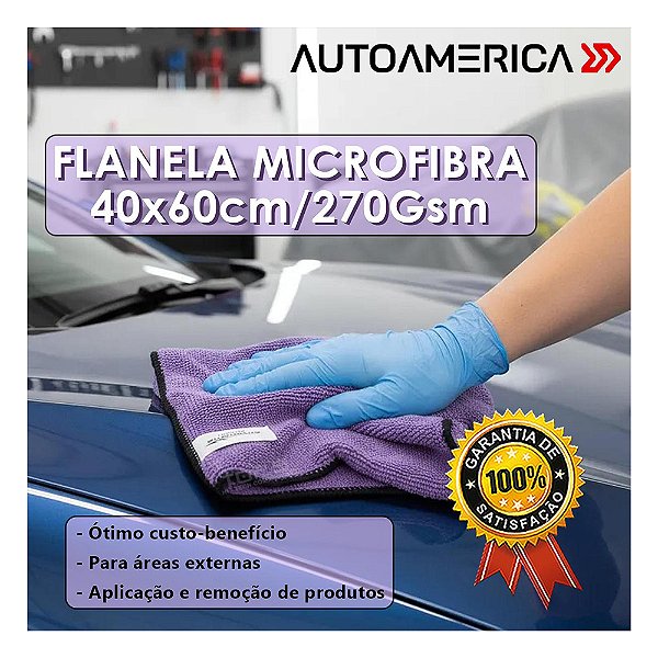 Flanela Microfibra Roxa AutoAmérica Limpeza Automotiva Doméstica Custo Benefício Unitária