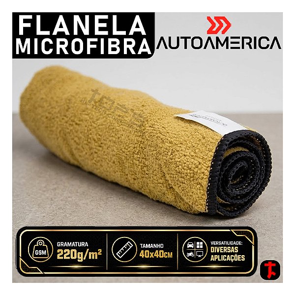 Flanela Microfibra Marrom Low Cost 40x40cm 220GSM Unitária AutoAmerica Limpeza Automotivo Uso Doméstico