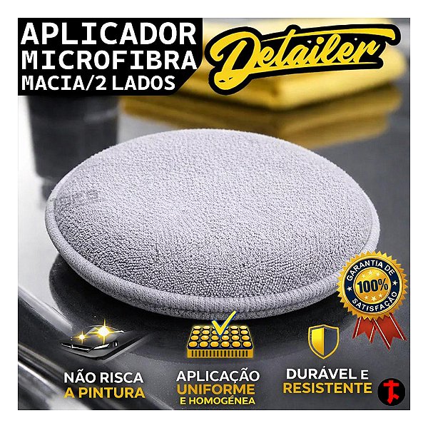 Aplicador Microfibra Para Ceras Vitrificadores Tratamentos Automotivos Veiculares Detailer Cuidado Carro Estétitca Automotiva