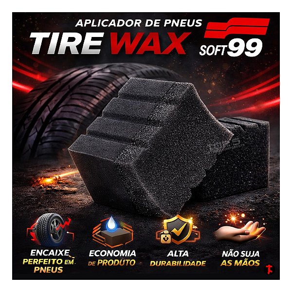 Aplicador Esponja Especial Produtos de Tratamento Pneus Tire Wax Sponge Soft99 Cuidado Automotivo Pneu Pretinho