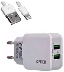 CARREGADOR DE CELULAR IPHONE TURBO 2 USB KD - 301 A KAIDI