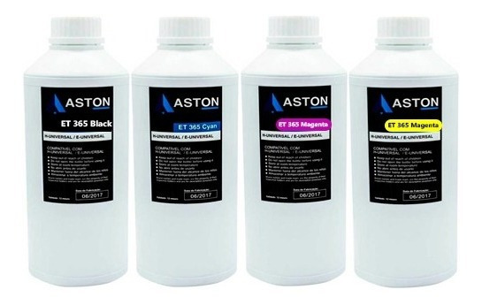 Kit 4 Tintas Aston 1l Para Epson L3150 3150 L3250 3250 504 544 Hp Gt53 667 664