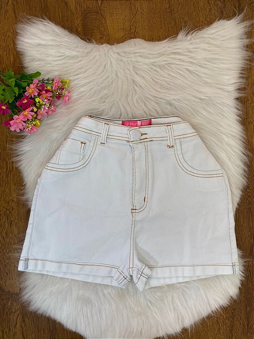 Short jeans branco feminino - Revella Store
