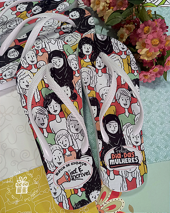 Chinelo Personalizado Dia da Mulher -  a partir de 10 pares