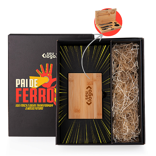Kit Acessórios Para Vinho Com Estojo Em Bambu E Espaço Para Garrafa- 6 Pçs 9024R