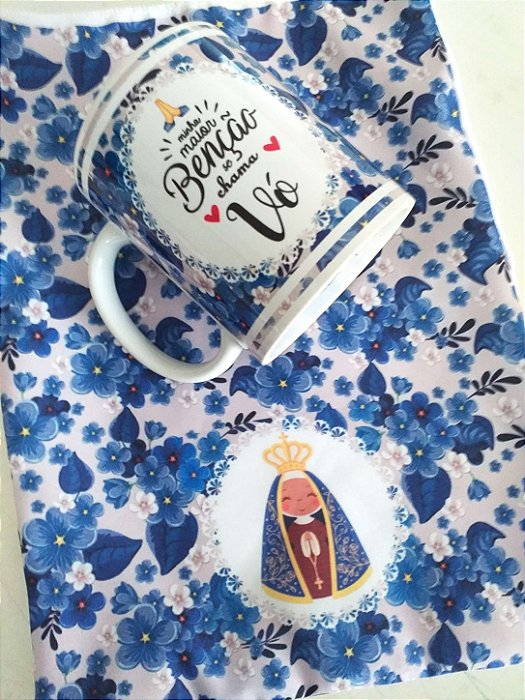 Caneca com Embalagem de Tecido - Dia dos Avós