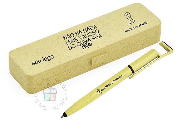 Caneta com Estojo Bambu