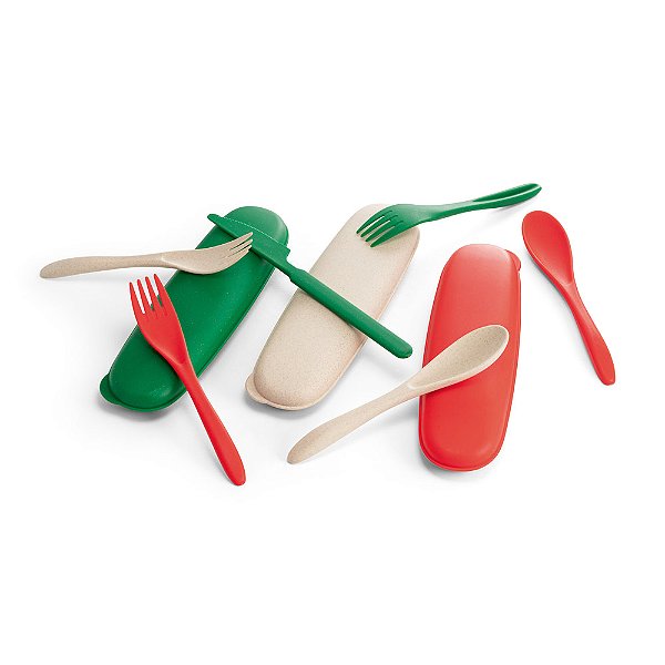 Conjunto de 3 Talheres em Fibra de Bambu e PP