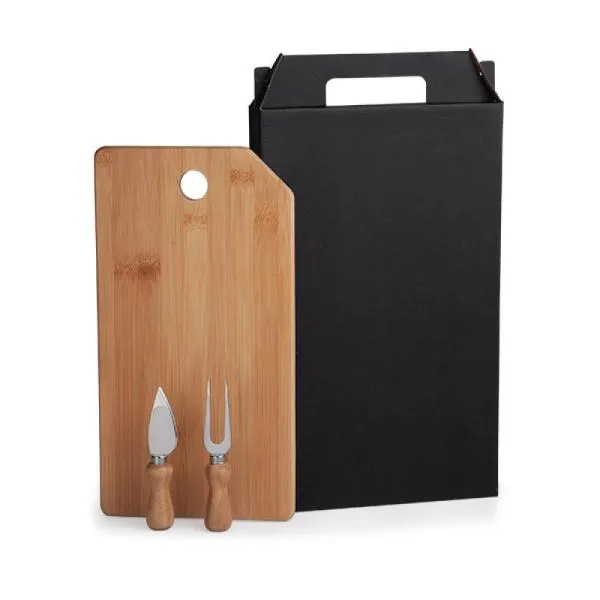 Conj. Tábua De 1 Furo, Garfo E Faca Para Queijo - 3 Peças