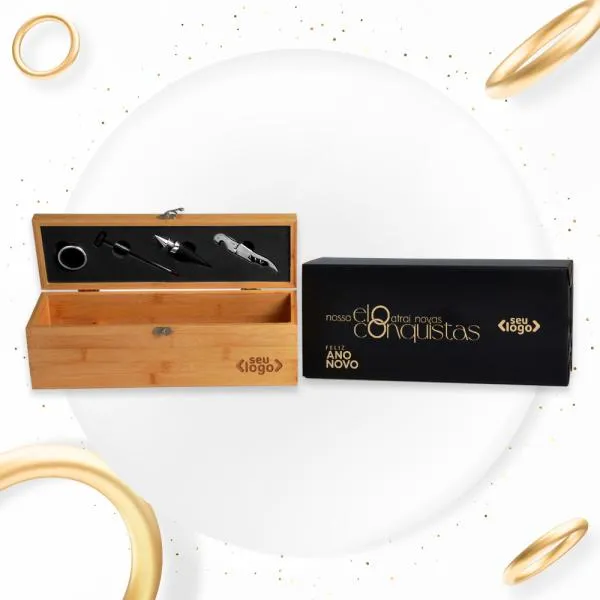 Estojo Em Bambu Com Acessórios - 5 Pçs