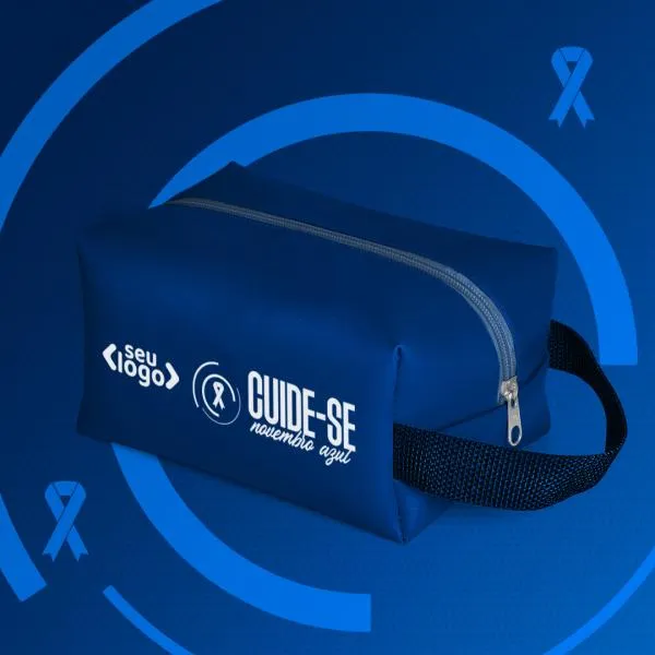 Necessaire C/ Alça Em Material Sintético - Azul