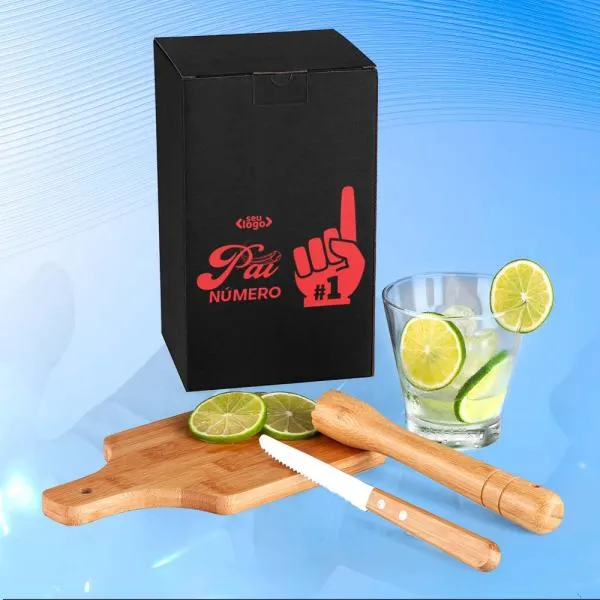 Kit Para Caipirinha Em Bambu / Madeira Ibiza - 0,35 L - 4 Pçs