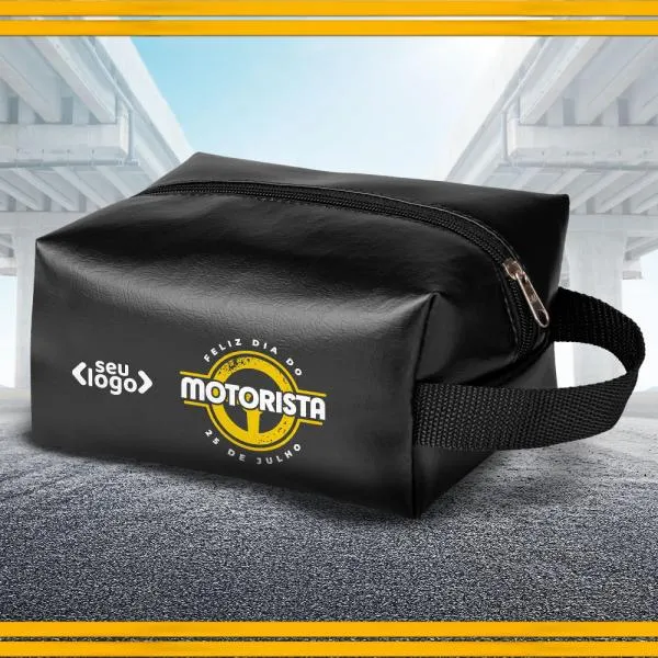 Necessaire C/ Alça Em Material Sintético - Preta