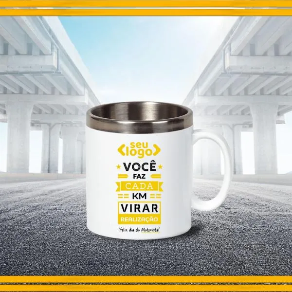 Caneca Em Aço Inox/Poliestireno - 300 Ml