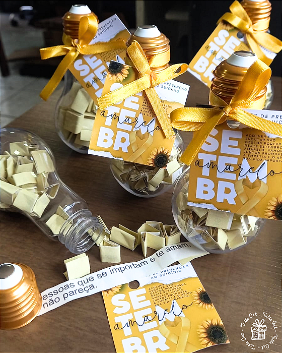 Lâmpada Tubete com Mensagens Positivas – Setembro Amarelo