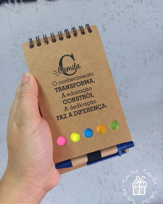 Bloco de Anotações com Caneta e Post It