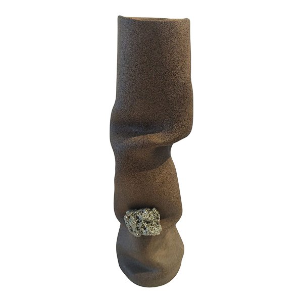 Vaso Cerâmica Amassado Pirita - M