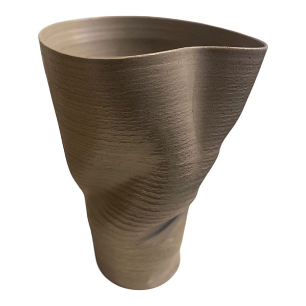Vaso Cerâmica Cinza Amassado G