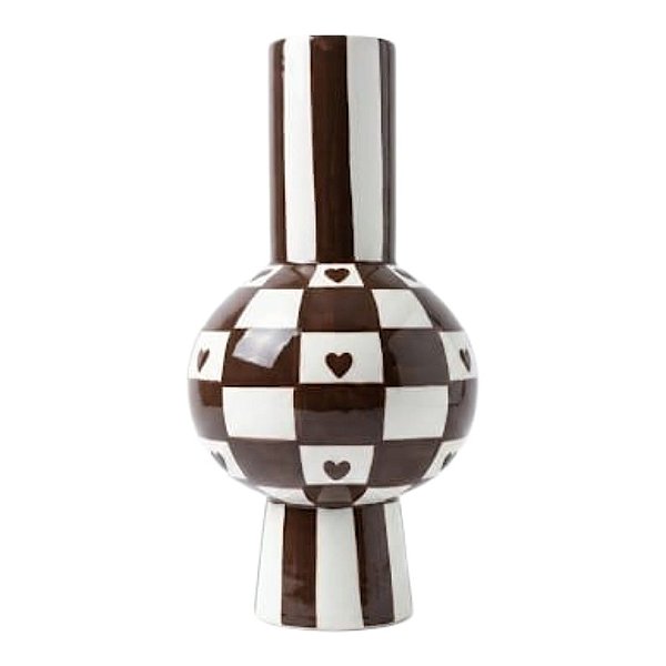 Vaso Cerâmica Listra Marrom Love