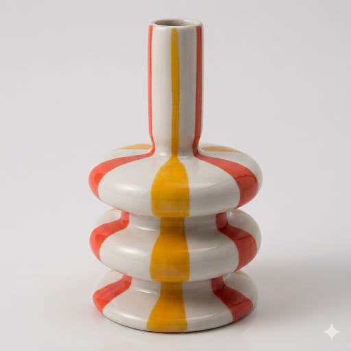 Vaso Cerâmica Listras Tricolor