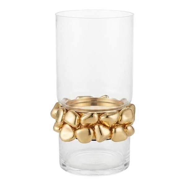 Vaso Transparente Pedra Dourada