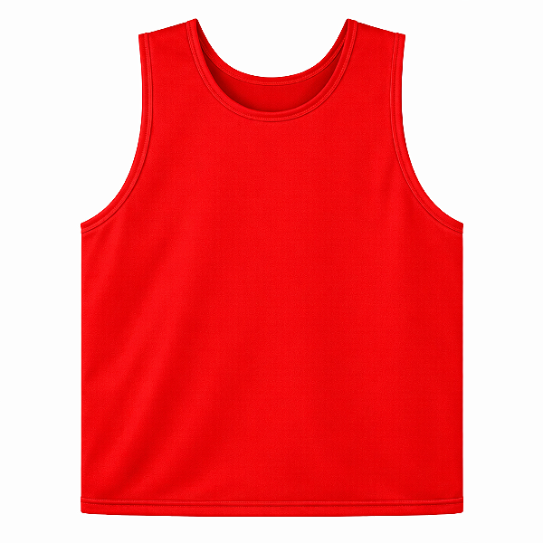 Bata Fechada nas laterais cor vermelha com 1 cor de impressão frente e costas