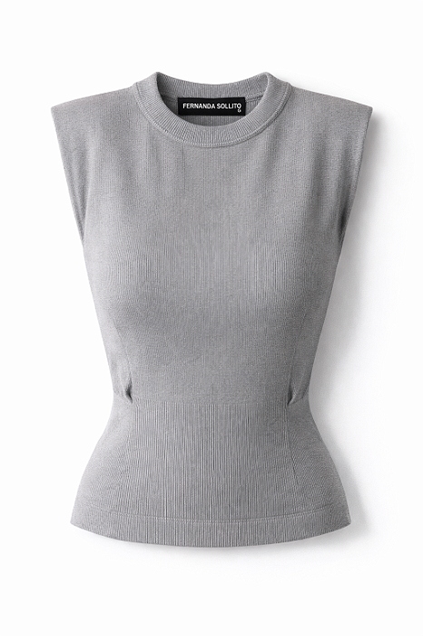 Blusa tricot ombro Lis cinza