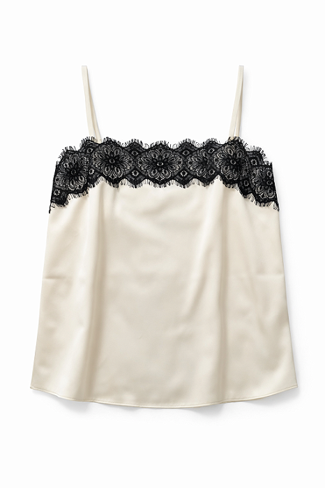 Regata De Cetim Com Alça e Renda