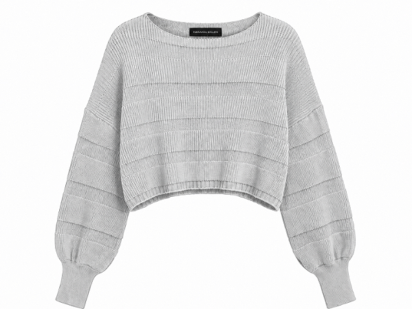 Tricot Cropped Lumi cinza claro