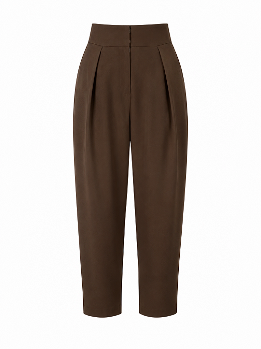 Calça Pregas Marrom