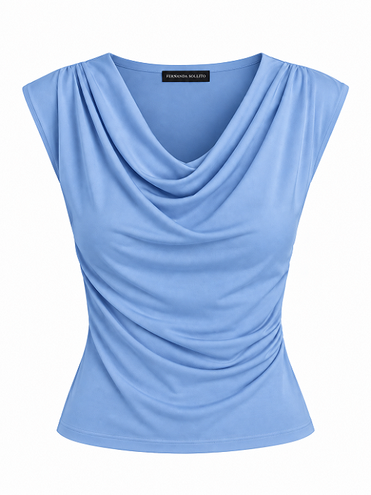 Blusa Drapeada Azul