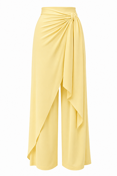 Calça Pantalona Laço amarelo manteiga